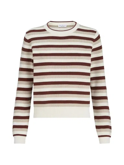 Brunello Cucinelli Striped Ribbed-knit Sweater In Multi