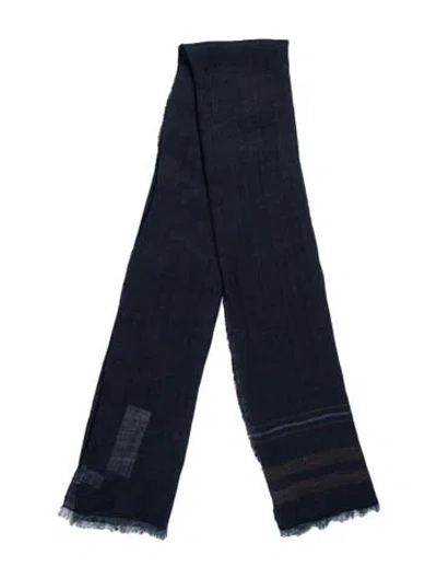 Pre-owned Brunello Cucinelli Striped Scarf In Blue