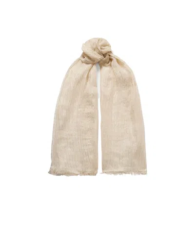 Brunello Cucinelli Metallic Linen-blend Jacquard Scarf In Neutral