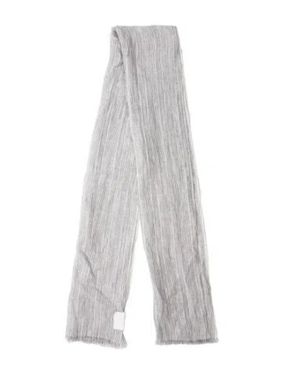 Pre-owned Brunello Cucinelli Striped Scarf In Gray