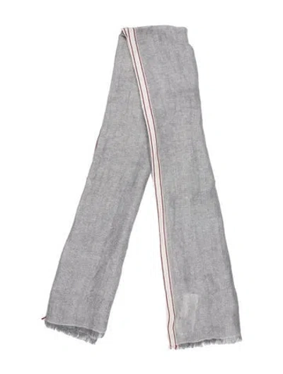 Pre-owned Brunello Cucinelli Striped Scarf In Gray