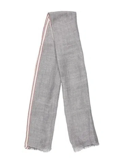 Pre-owned Brunello Cucinelli Striped Scarf In Gray
