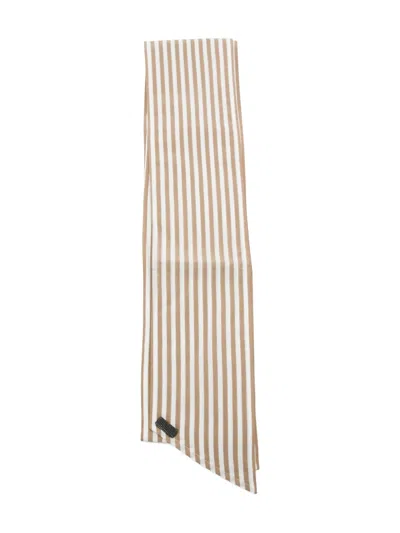 Brunello Cucinelli Striped Scarf In Gray