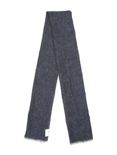 Pre-owned Brunello Cucinelli Striped Scarf W/ Tags In Blue