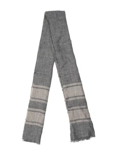 Pre-owned Brunello Cucinelli Striped Scarf W/ Tags In Grey