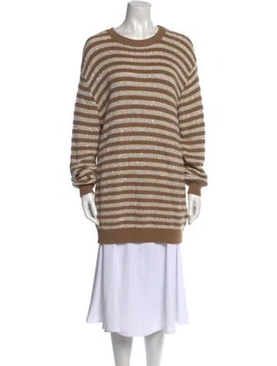 Pre-owned Brunello Cucinelli Striped Scoop Neck Sweater In Neutral