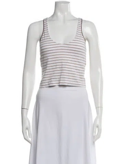 Pre-owned Brunello Cucinelli Striped Scoop Neck Top In White