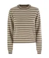 Brunello Cucinelli Striped Sequin-embellished Crewneck Jumper In Brown