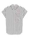 Brunello Cucinelli Regimental Cotton And Silk Poplin Shirt With Gliste