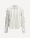 Brunello Cucinelli Long-sleeve Shirt With Vertical Stripes And Contrasting Cuffs In White