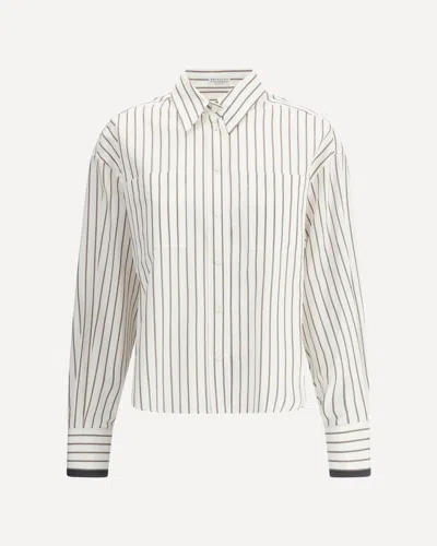 Brunello Cucinelli Striped Shirt In White