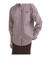 Brunello Cucinelli Logo Striped Long-sleeved Shirt In Burgundy
