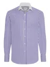 Brunello Cucinelli Shirt With White Collar In Brown