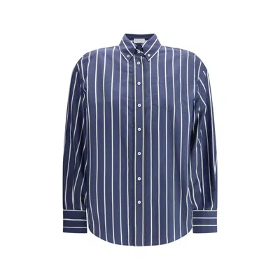 Brunello Cucinelli Striped Button-fastening Shirt In Blue