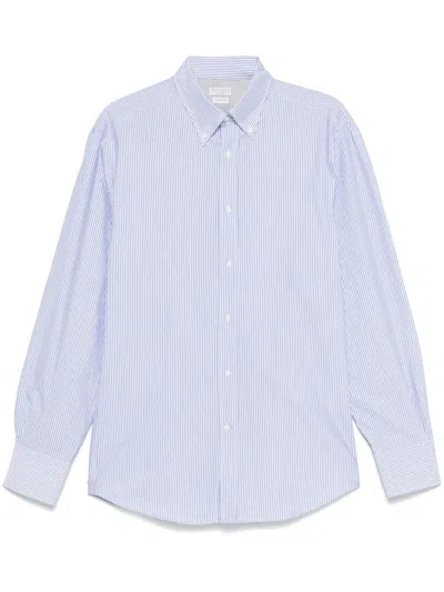 Brunello Cucinelli Striped Shirt In Blue