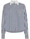Brunello Cucinelli Striped Long-sleeved Shirt In Blue