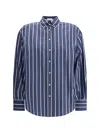 Brunello Cucinelli Striped Button-fastening Shirt In Blue