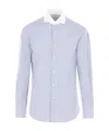 Brunello Cucinelli Striped Cotton Poplin Shirt In Blue