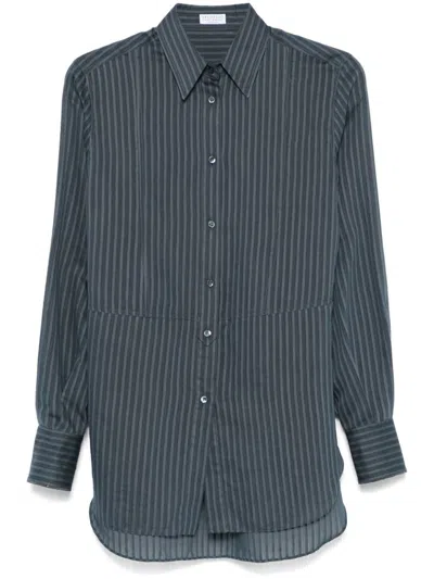 Brunello Cucinelli Striped Shirt In Blue