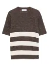 Brunello Cucinelli Striped Shirt In Brown