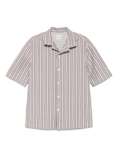 Brunello Cucinelli Striped Shirt In Brown