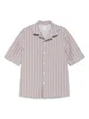Brunello Cucinelli Striped Shirt In Brown
