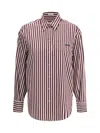 Brunello Cucinelli Logo Striped Long-sleeved Shirt In Red