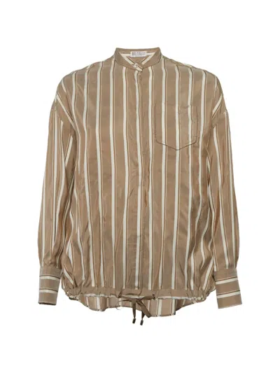 Pre-owned Brunello Cucinelli Striped Shirt In Brown