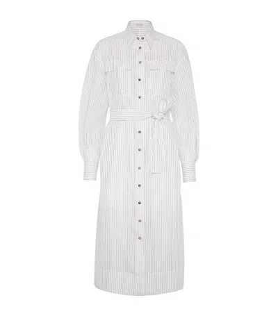 Brunello Cucinelli Striped Shirt Dress In White