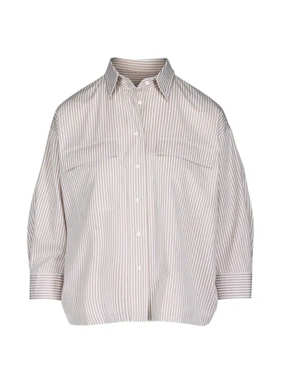 Brunello Cucinelli Striped Shirt In Neutral