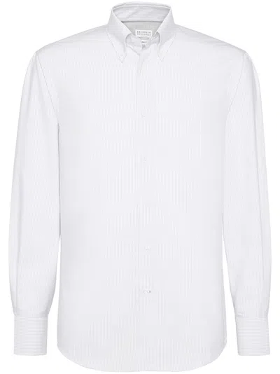 Brunello Cucinelli Striped Shirt In Purple