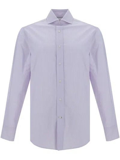 Brunello Cucinelli Striped Shirt In Purple