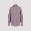 Brunello Cucinelli Logo Striped Long-sleeved Shirt In Purple