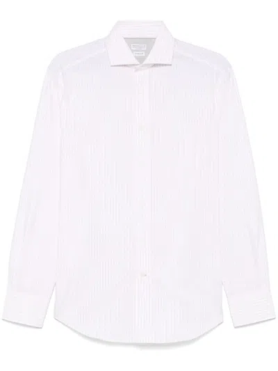 Brunello Cucinelli Striped Shirt In White