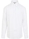 Brunello Cucinelli Striped Pattern Linen Shirt In White
