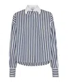 Brunello Cucinelli Striped Long-sleeved Shirt In White