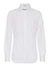 Brunello Cucinelli Striped Button-up Shirt In White