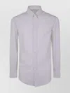 Brunello Cucinelli Striped Shirt With Button-down Collar In Blue