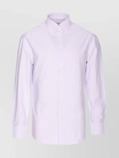 Brunello Cucinelli Striped Shirt With Long Sleeves And Regular Collar In Purple