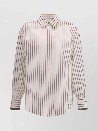 Brunello Cucinelli Striped Shirt With Traditional Collar And Pockets