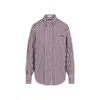 Brunello Cucinelli Logo Striped Long-sleeved Shirt In White