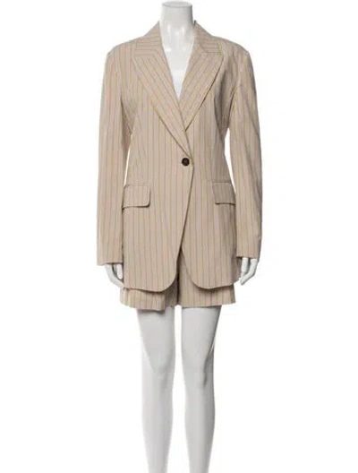 Pre-owned Brunello Cucinelli Striped Short Set W/ Tags In Orange