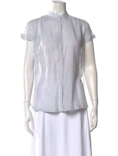 Pre-owned Brunello Cucinelli Striped Short Sleeve Blouse In Neutral