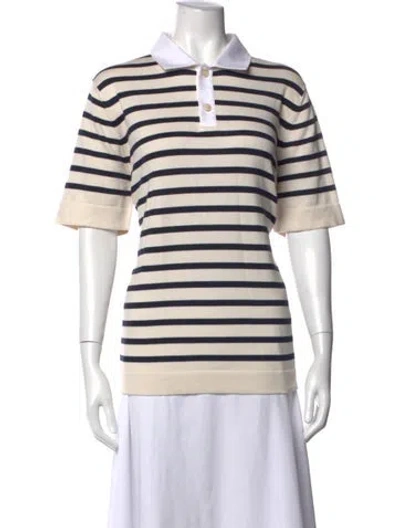 Pre-owned Brunello Cucinelli Striped Short Sleeve Polo In Grey