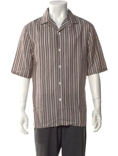 Pre-owned Brunello Cucinelli Striped Short Sleeve Shirt W/ Tags In Brown