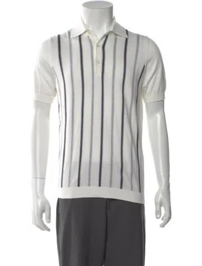 Pre-owned Brunello Cucinelli Striped Short Sleeve Shirt In White
