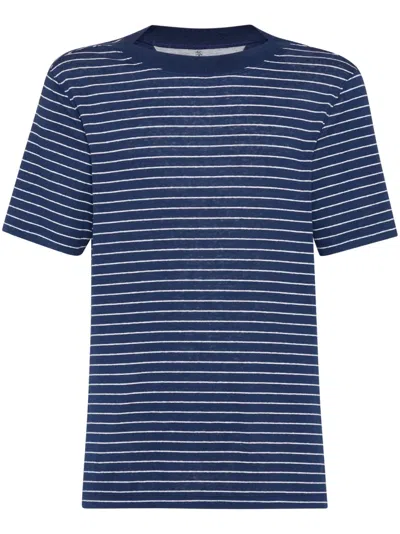 Brunello Cucinelli Striped Short-sleeve T-shirt In Blue