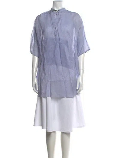 Pre-owned Brunello Cucinelli Striped Short Sleeve Tunic In Blue