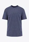 Brunello Cucinelli Striped Short-sleeved T-shirt In Blue
