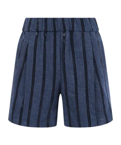 Brunello Cucinelli Striped Shorts In Blue